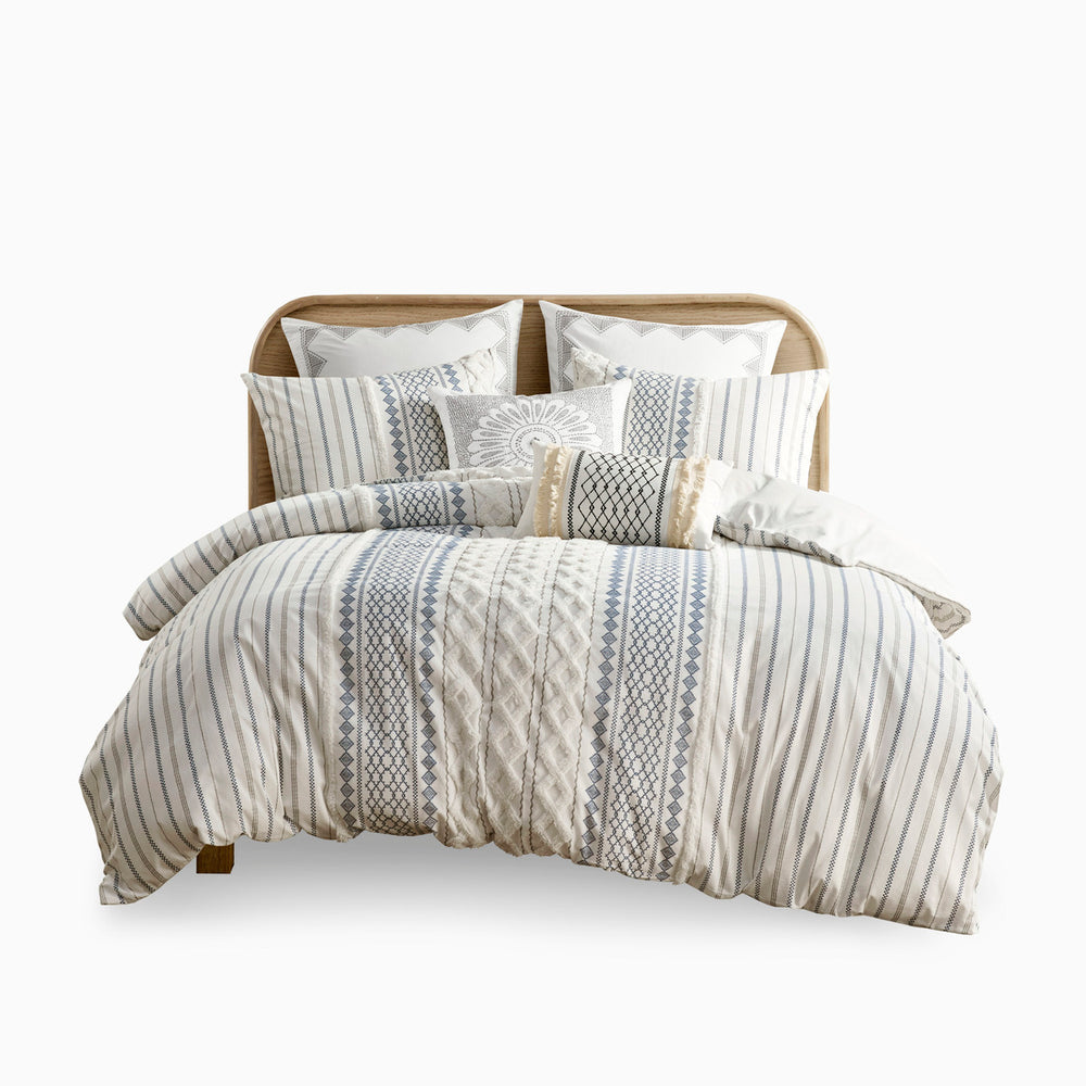 King/Cal King Cotton Printed Duvet Cover Set with Chenille Media 16
