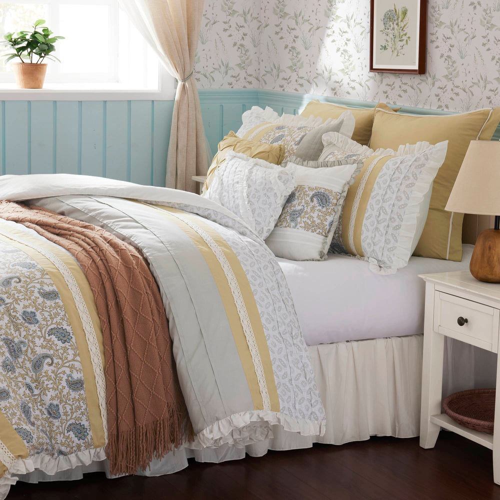 9 Piece Cotton Percale Comforter Set Yellow King Media 13