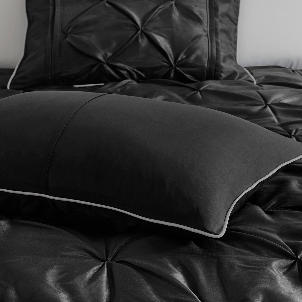 7 Piece Tufted Comforter Set Black Cal King Media 12