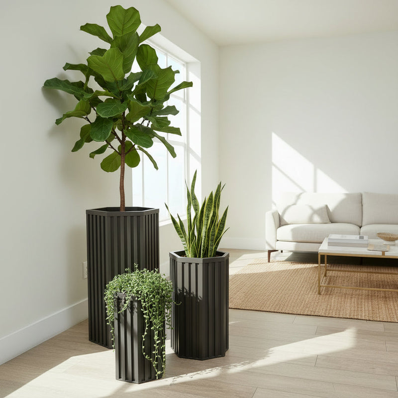 Hexagon Column Planter MD - Dark Bronze