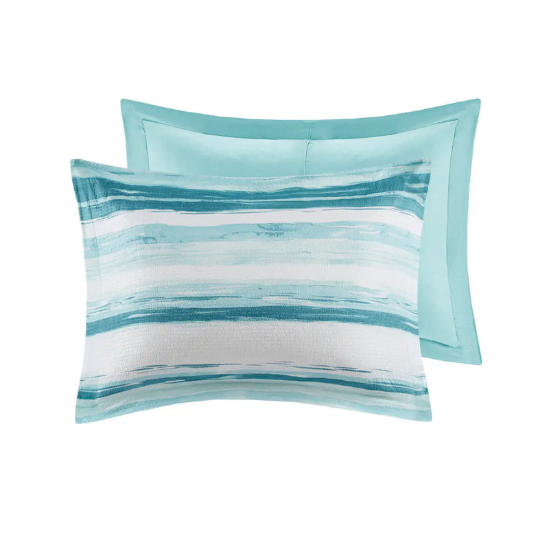 8 Piece Printed Seersucker Comforter and Quilt Set Collection
