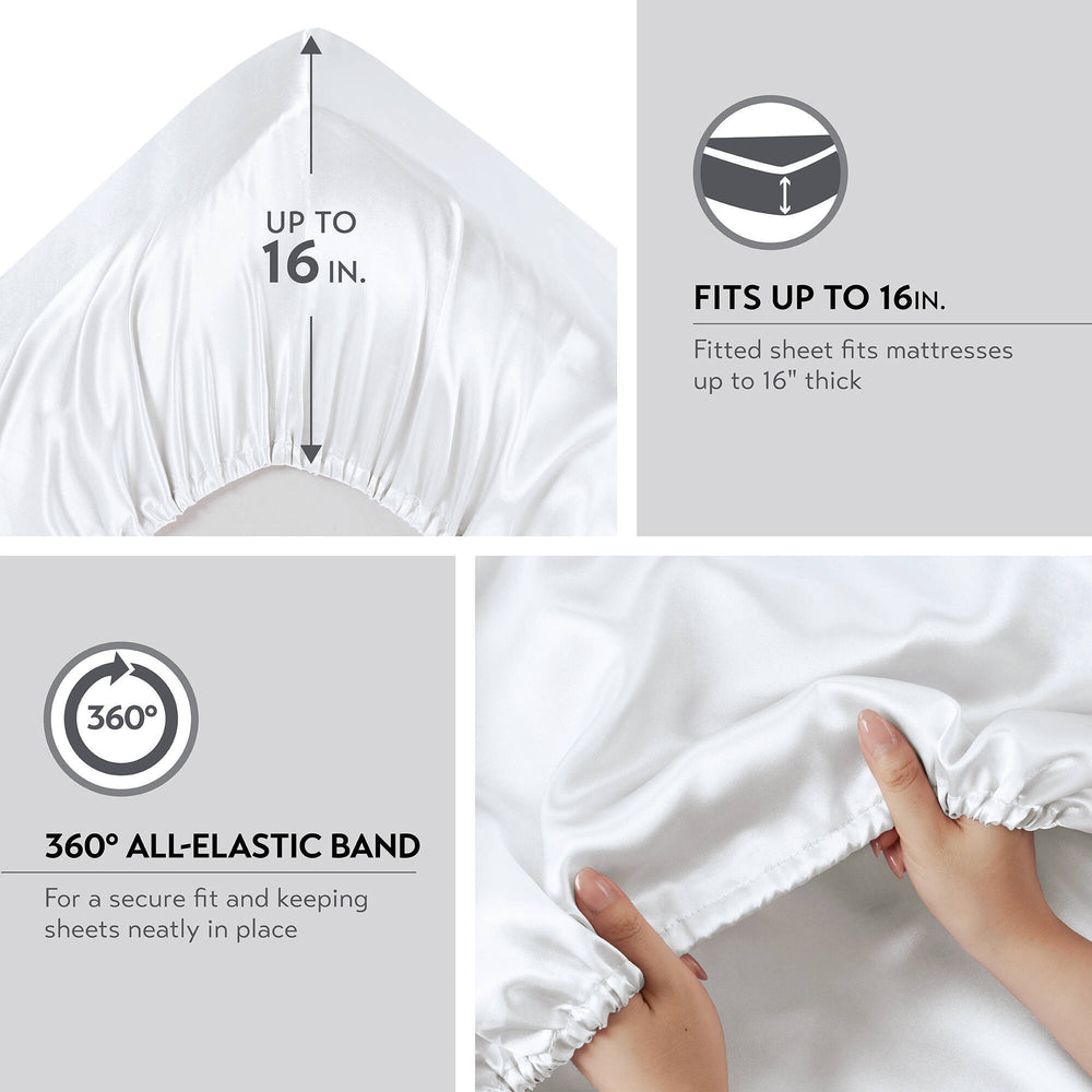 4 PCS Twin Luxury Sheet Set White Media 8