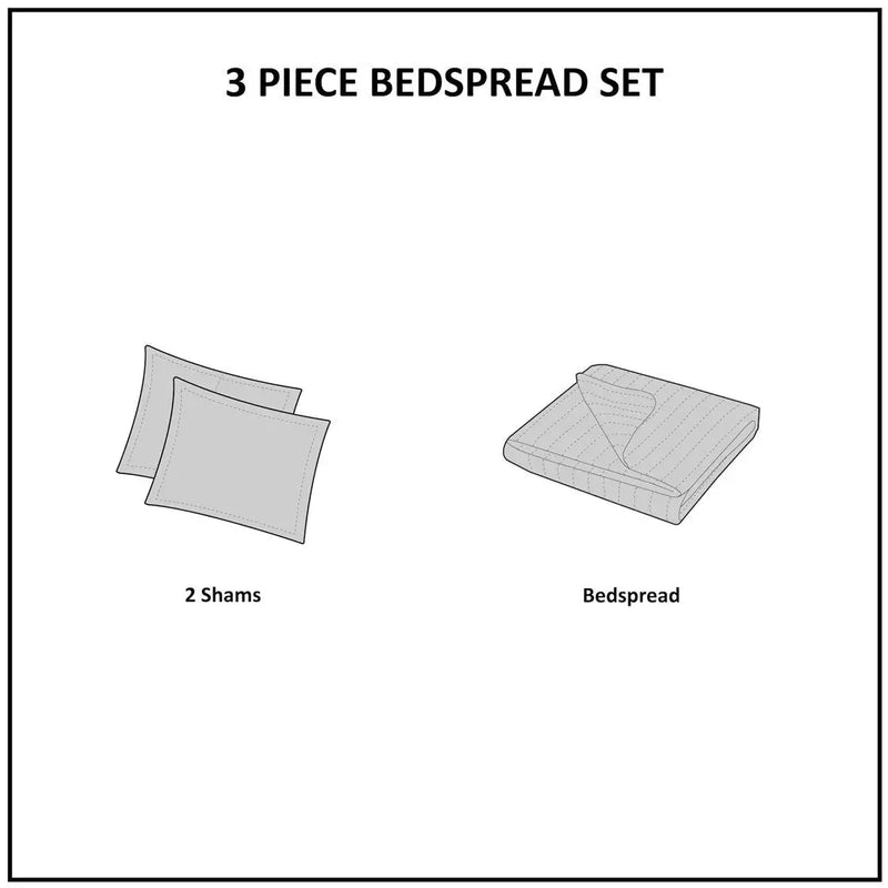 3 Piece Reversible Bedspread Set