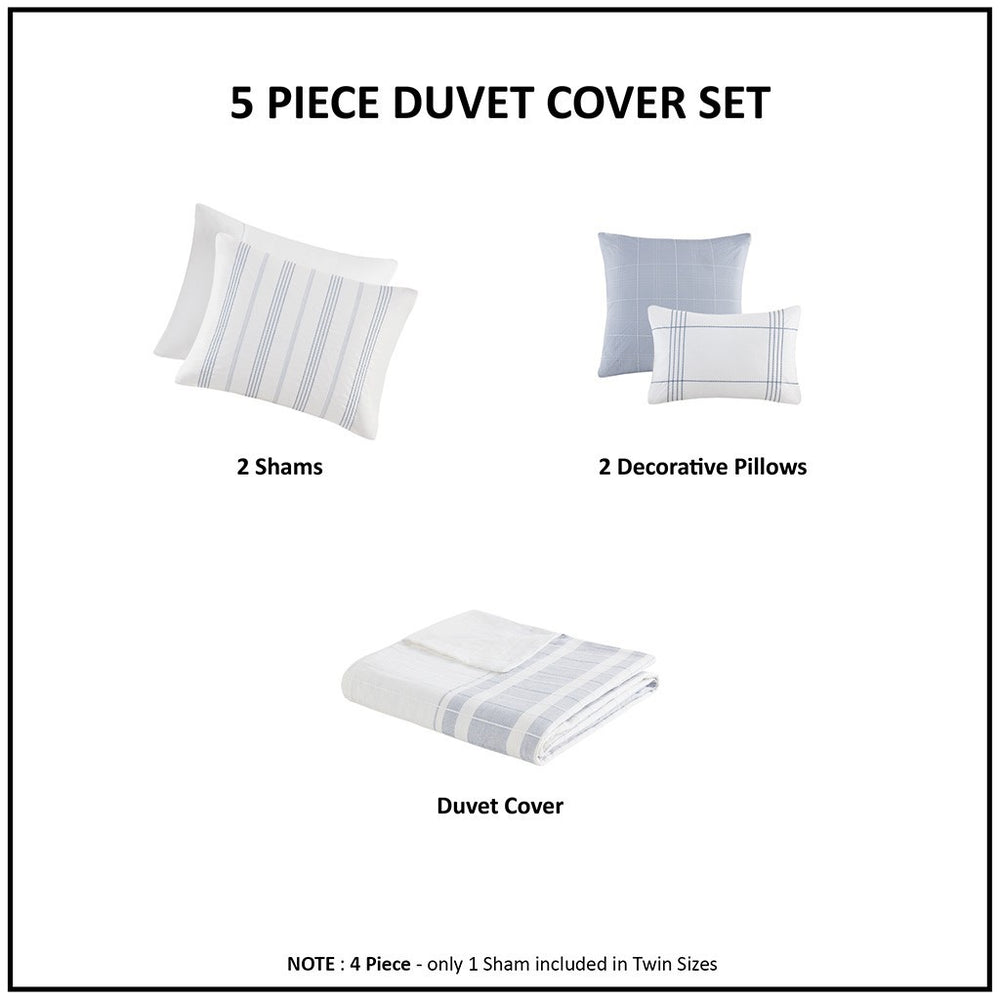 5 Piece Cotton Jaquard Duvet Set-Full/Queen Media 14