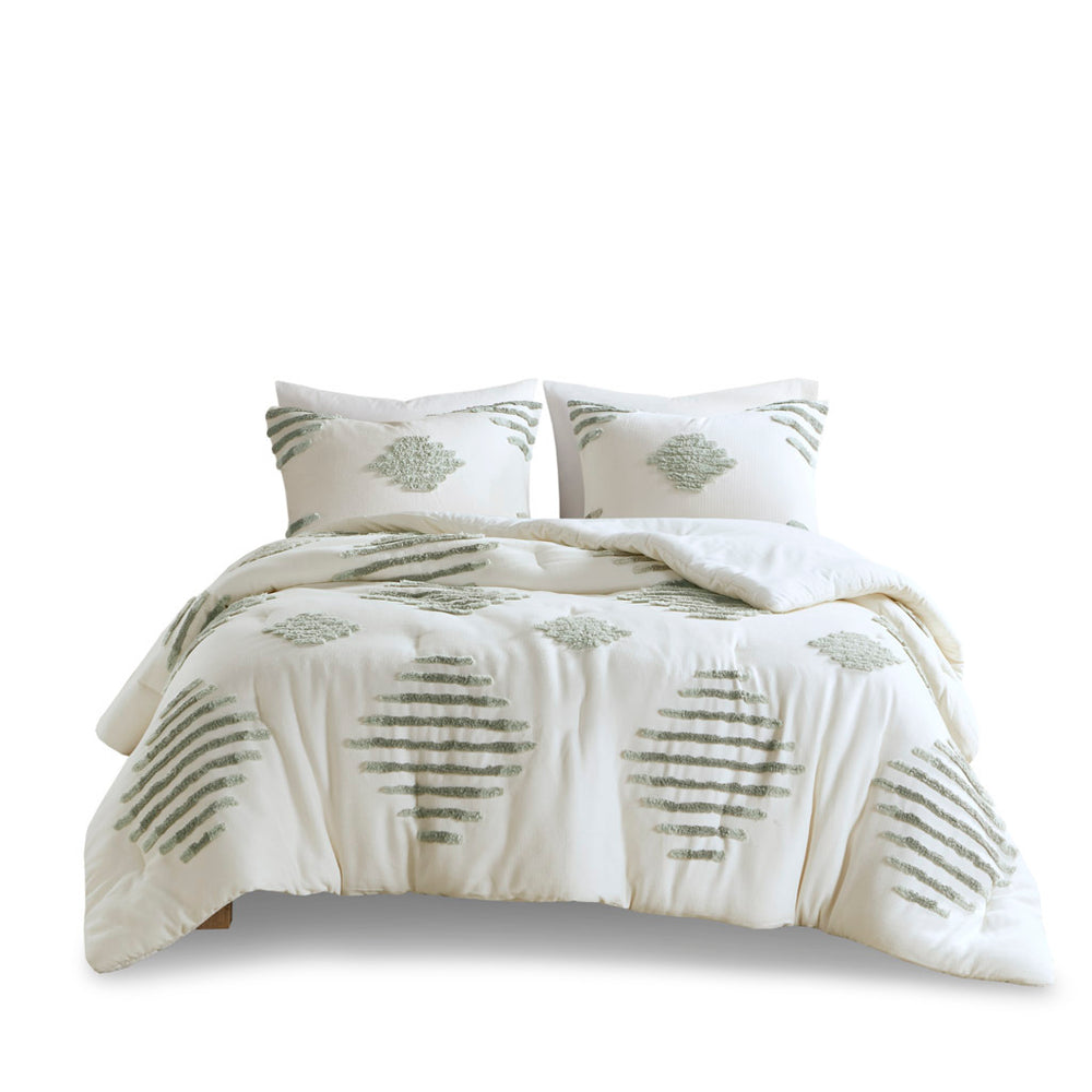 King/Cal King 3 Piece Cotton Blend Chenille Comforter Set Media 10