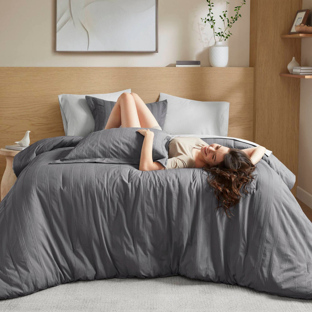7-Piece Queen Woven Striped Comforter Set Media 6