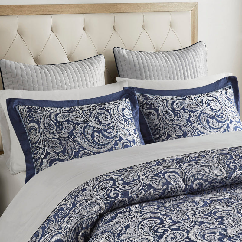12 Piece Comforter Set with Cotton Bed Sheets Navy Cal King