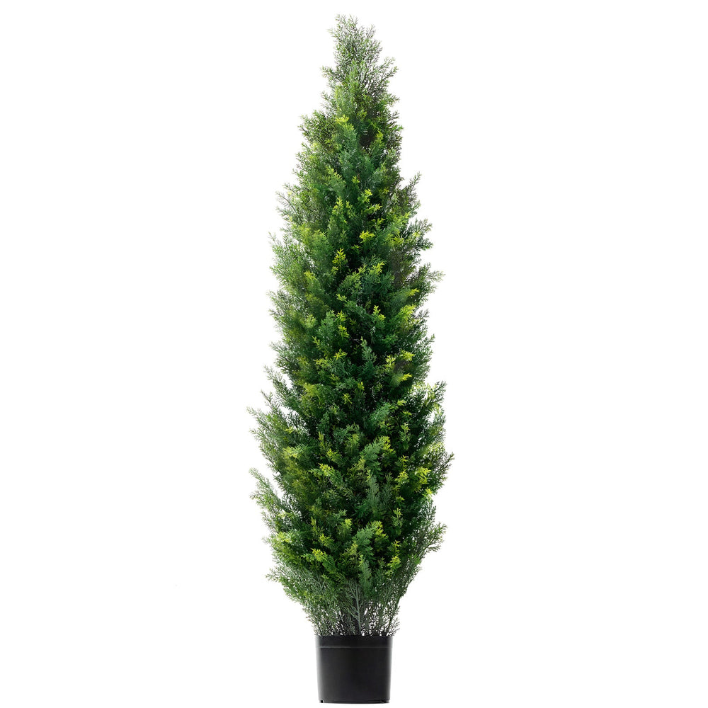 2 Pack 5' Artificial Cedar Topiary Tree Faux Plant UV Decor In/Outdoor Media 3