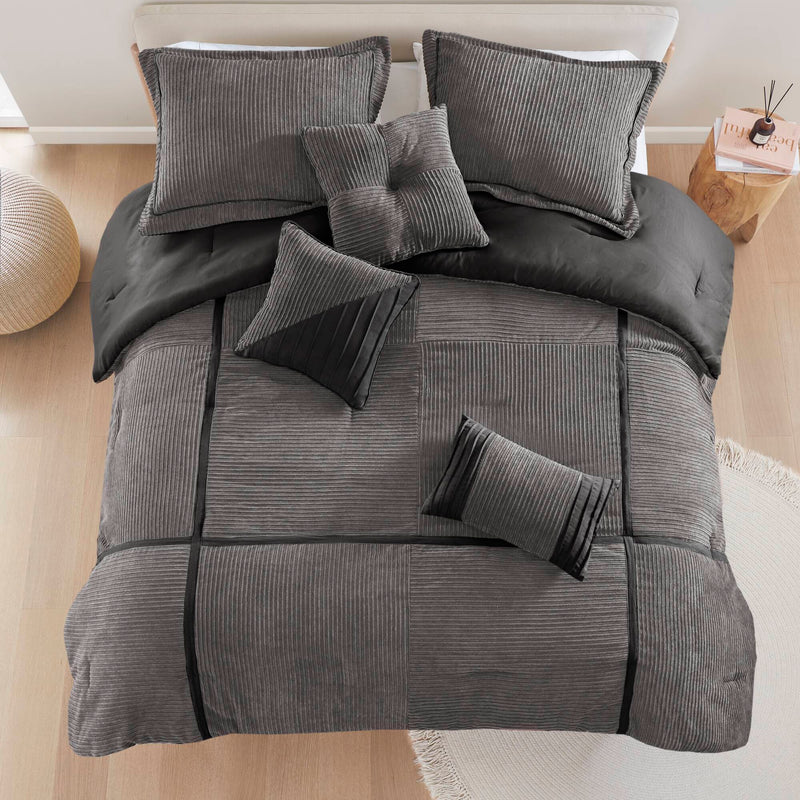 7 Piece Micro Corduroy Comforter Set