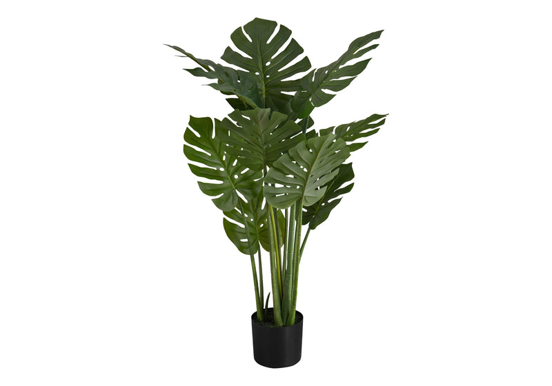 Artificial Plant, 45' Tall, Monstera Tree, Indoor, Faux, Fake, Floor, Greenery, Potted, Real Touch, Decorative, Green Leaves, Black Pot