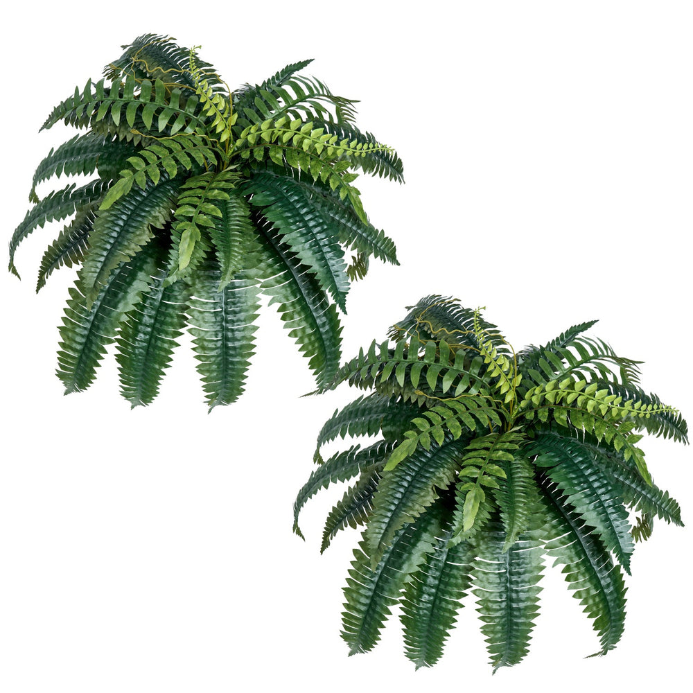 2 Pcs Artificial Boston Ferns Plastic Fern 35 Branches Indoor Outdoor Decor Media 5