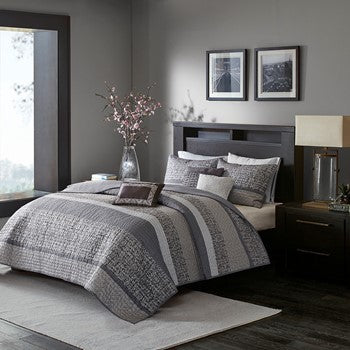 7 Piece Jacquard Comforter Set Purple Queen Media 15