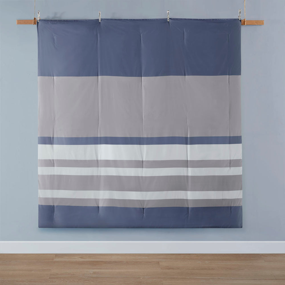 Twin Striped Comforter Set with Bed Sheets Media 9