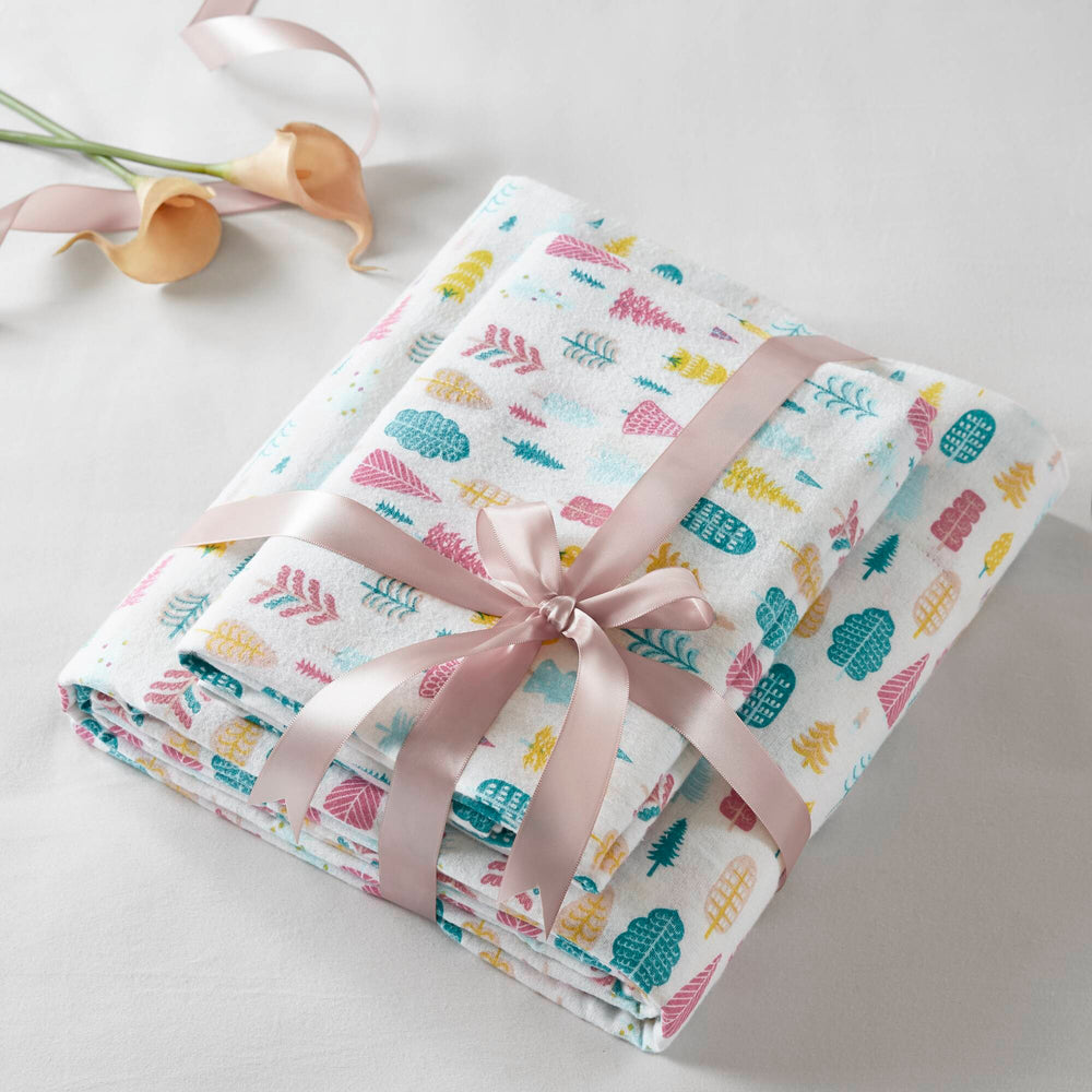 3 PCS Twin XL Cotton Printed Sheet Set White Holiday Trees Media 13