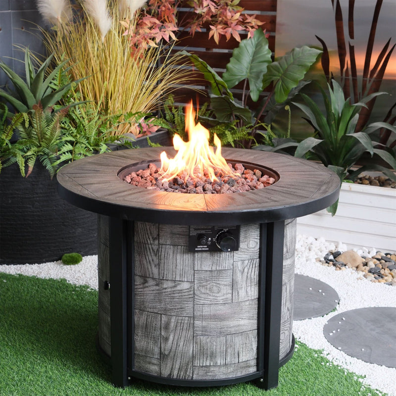 Outdoor Propane Fire Pit Concrete Stonecrest & Lava Rocks Cover Included