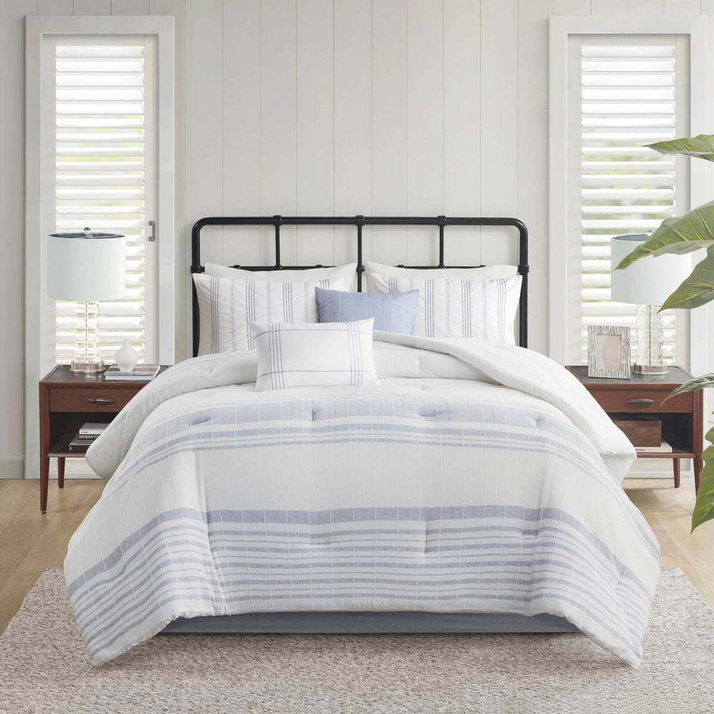 6 Piece Cotton Jacquard Oversized Comforter Set-King