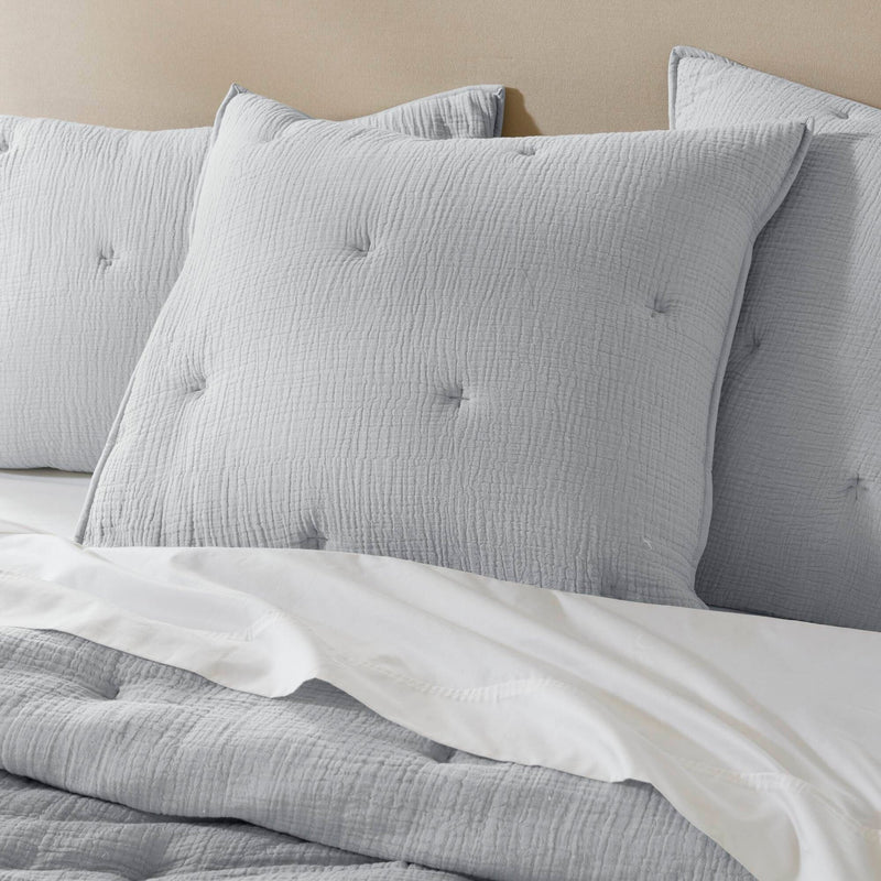 3-Piece Full/Queen Cotton  Embroidered Quilt Set,Blue