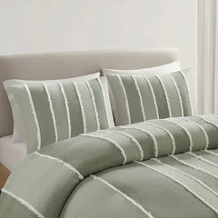 3 Piece Striped Cotton Duvet Cover Set perspective
