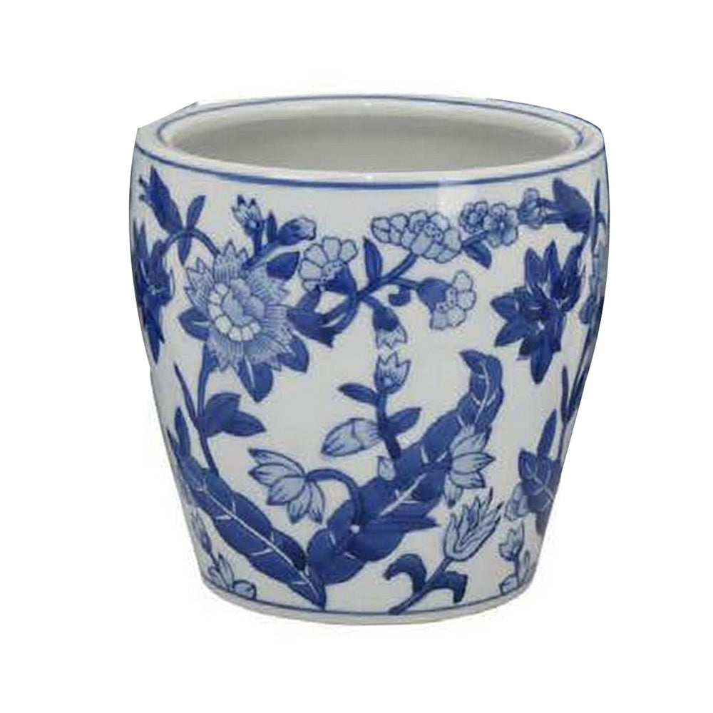 Kerry Accent Planter Pot Set of 4, Blue Floral Pottery, White Ceramic Media 5