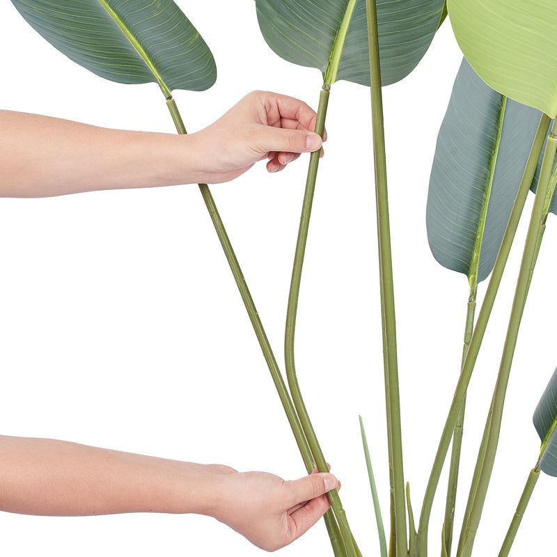 Artificial Birds Of Paradise Tree, 5 FT Tall Faux Plant, PE Material & Anti-Tip Tilt Protection Low-Maintenance Plant, Lifelike Green Fake Tree for Home Office Warehouse Decor Indoor Outdoor