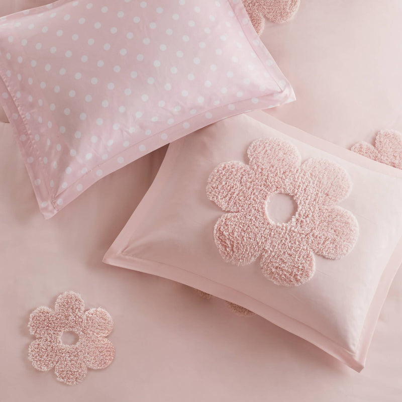 Floral Reversible Tufted Chenille Duvet Cover Set