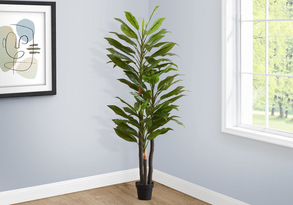 Artificial Plant, 83' Tall, Indoor, Dracaena Tree, Decorative, Faux,  Fake, Floor, Potted, Real Touch, Green Leaves, Black Pot Media 4