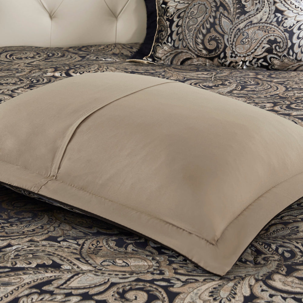 12 Piece Comforter Set with Cotton Bed Sheets Black Full Media 16