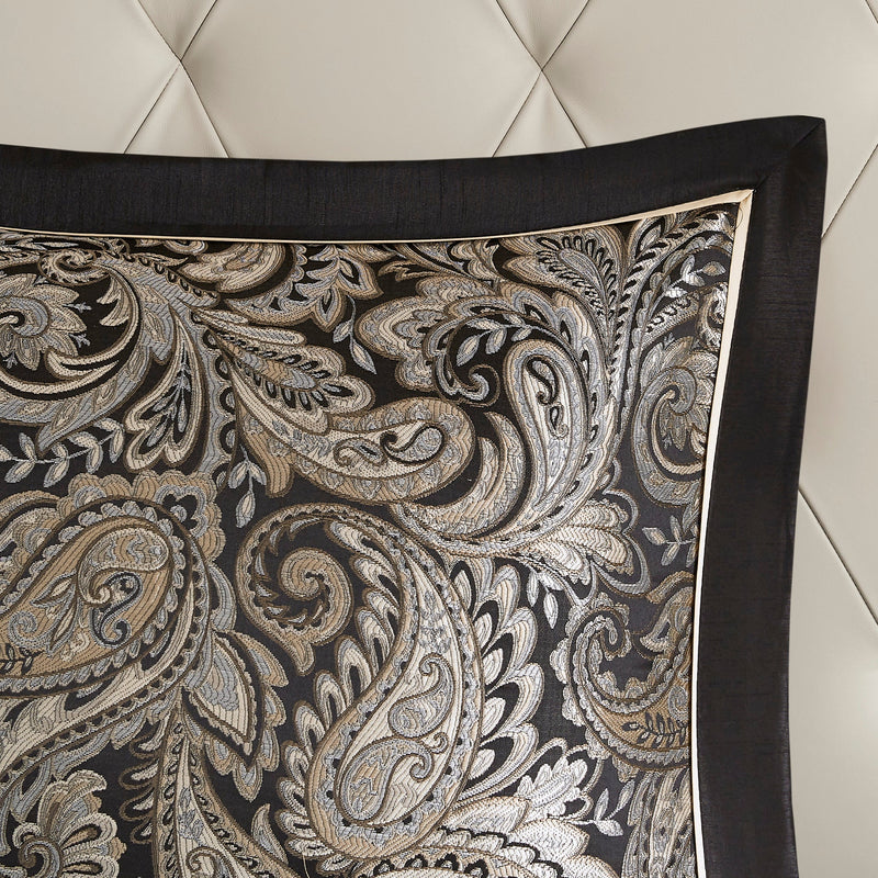 12 Piece Comforter Set with Cotton Bed Sheets Black Queen