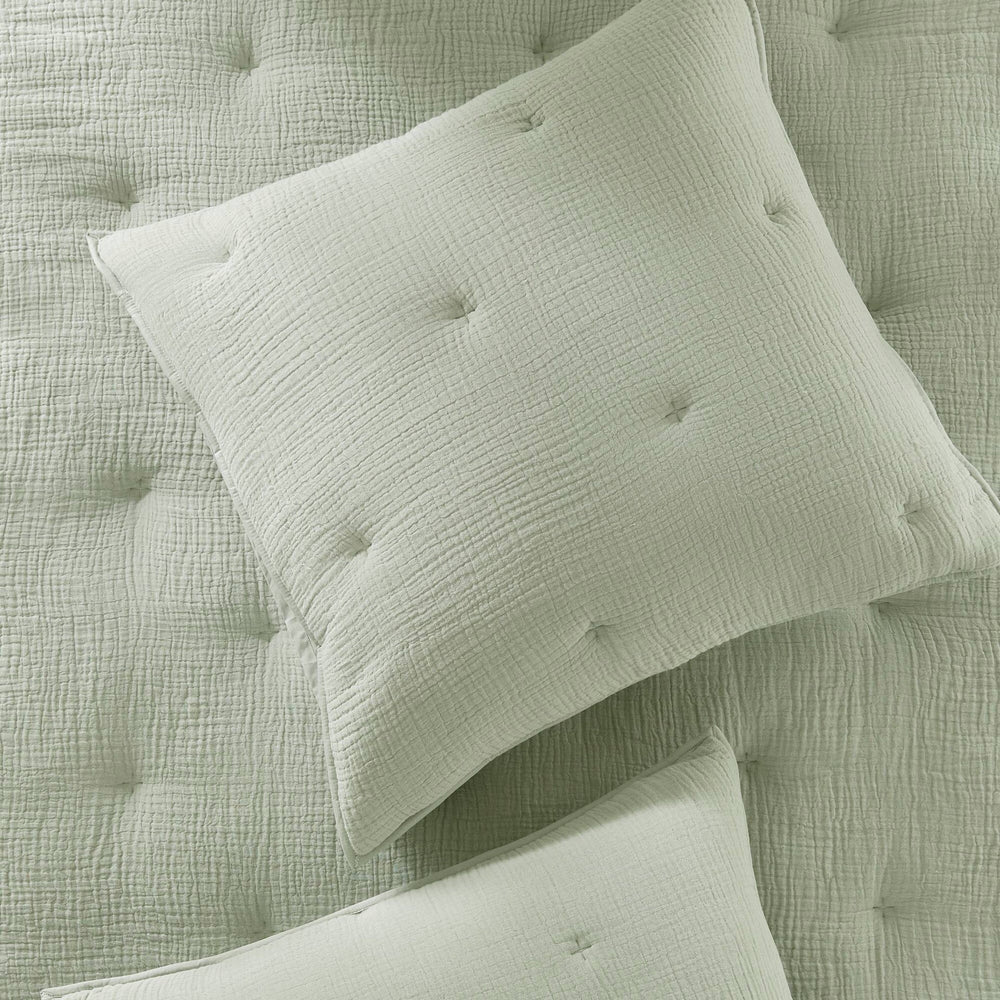 3-Piece King Cotton  Embroidered Quilt Set,Sage Media 9