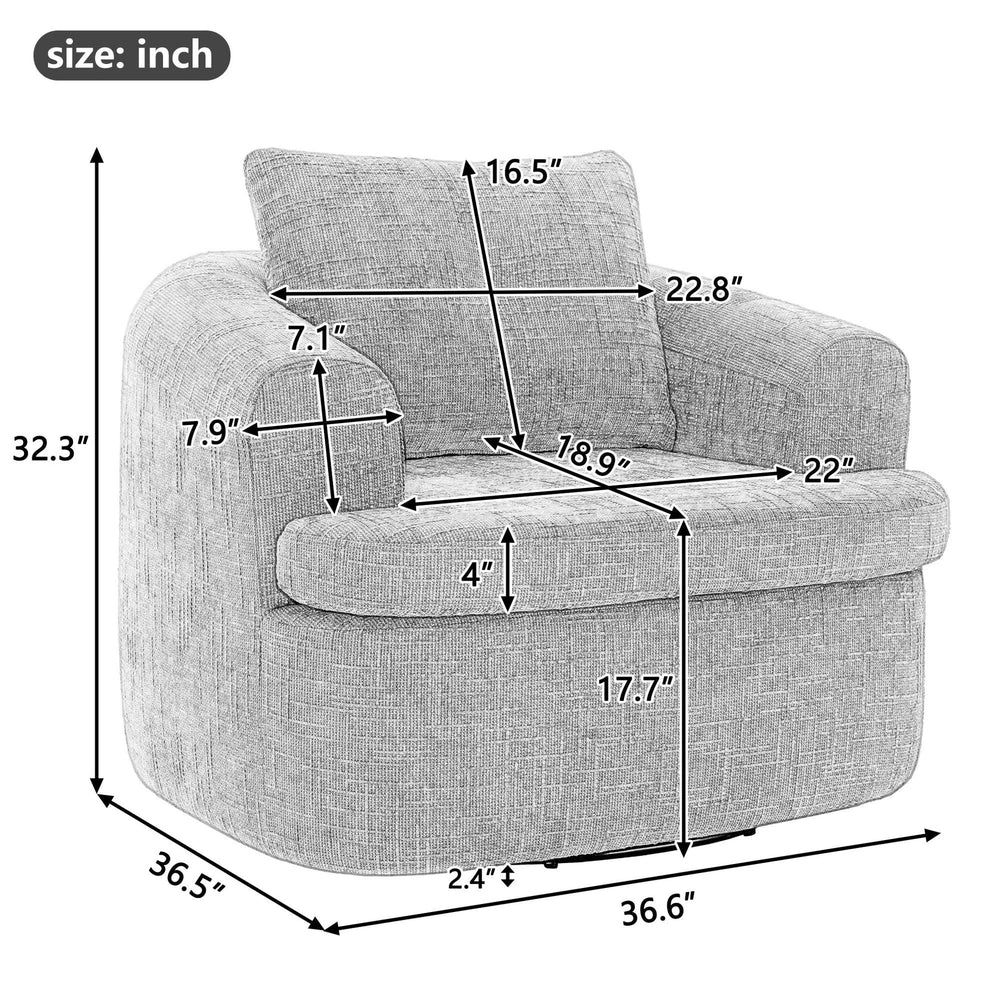 360 Degree Swivel Chair Chenille Pink Dual Layer Cushion Living Room Decor Accent Seating Home Media 3