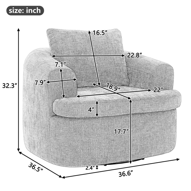 360 Degree Swivel Chair Chenille Pink Dual Layer Cushion Living Room Decor Accent Seating Home