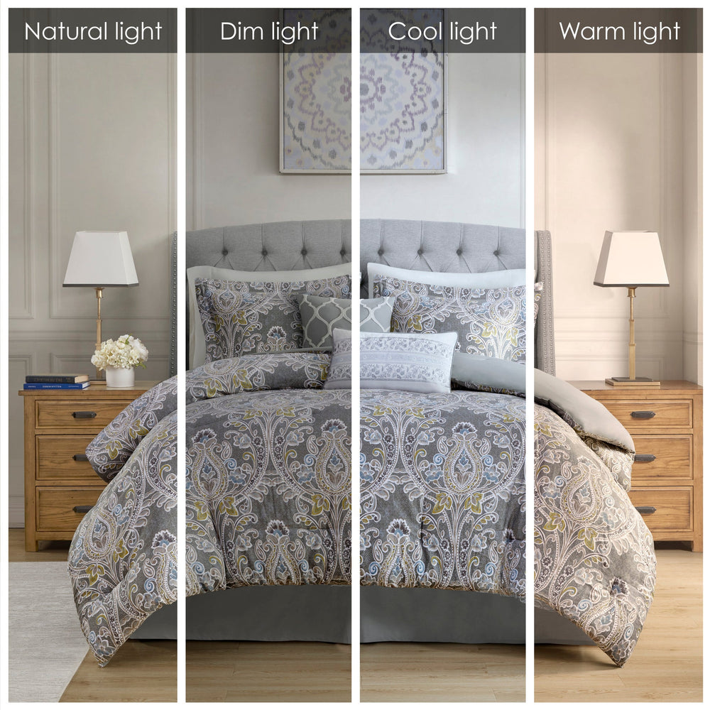 6 Piece Cotton Comforter Set Grey King Media 15