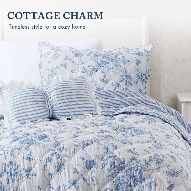 3 Pieces Twin/Twin XL Quilt Set with Decorative Pillow,Blue