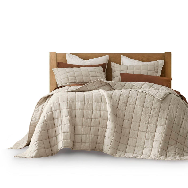 3-Piece Full/Queen Linen Garment Washed Quilt Set,Linen