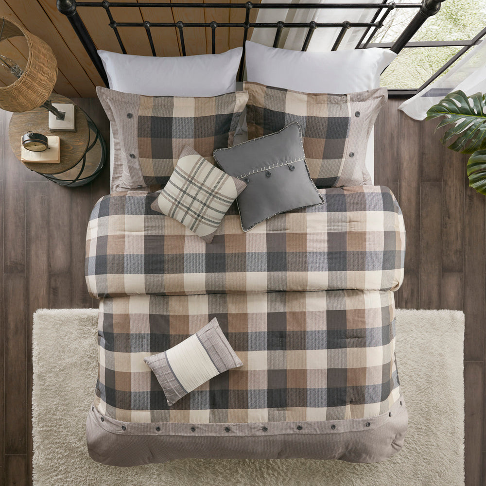 7 Piece Herringbone Comforter Set Neutral King Media 13