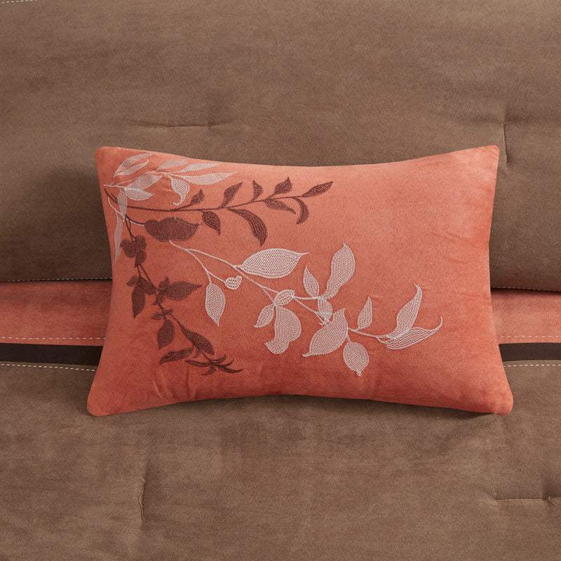 7 Piece Faux Suede Comforter Set Coral Queen
