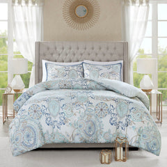 3 Piece Cotton Floral Printed Reversible Duvet Cover Set perspective