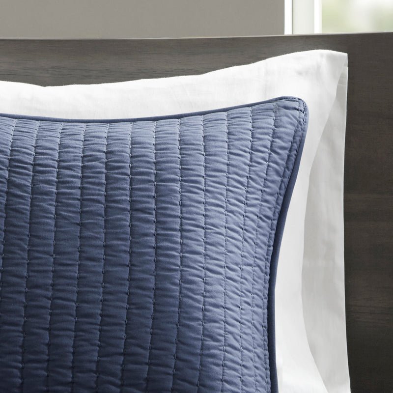 3 Piece Quilt Set Navy Full/Queen