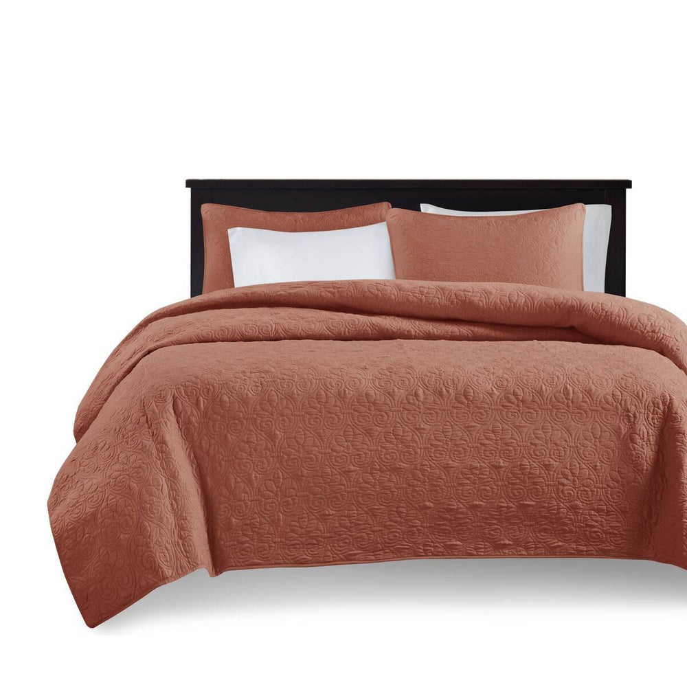 3 Piece Reversible Quilt Set Clay Red Full/Queen Media 7