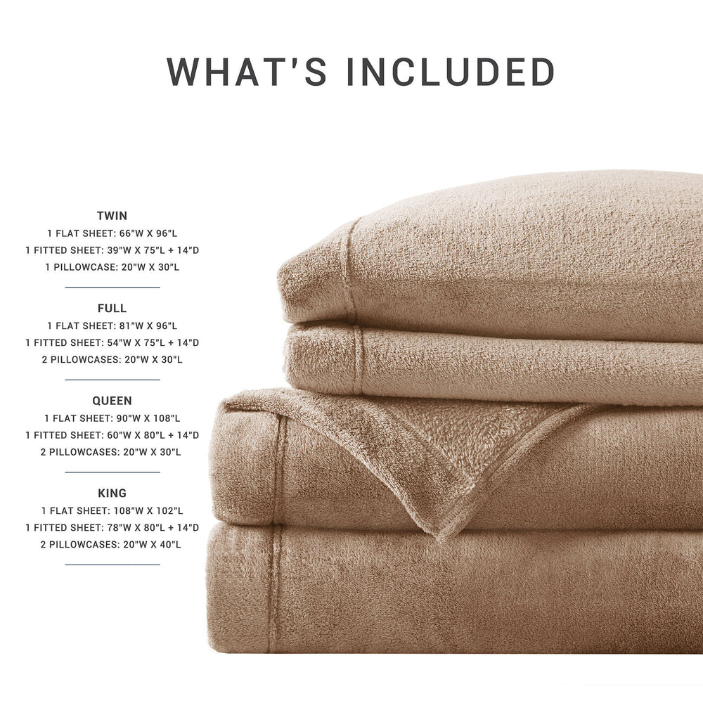 3 PCS Twin Micro Plush Sheet Set Taupe Media 2