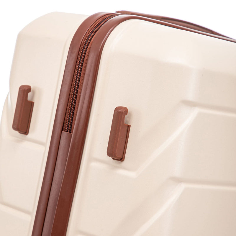 Abs Luggage Set 20 24 28 Inches 3 Piece Beige Durable Spinner Wheels & Combination Lock