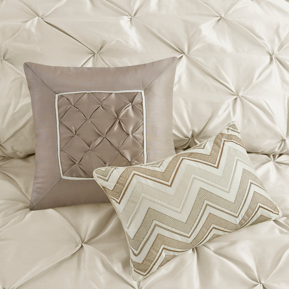 7 Piece Tufted Comforter Set Ivory Queen Media 12