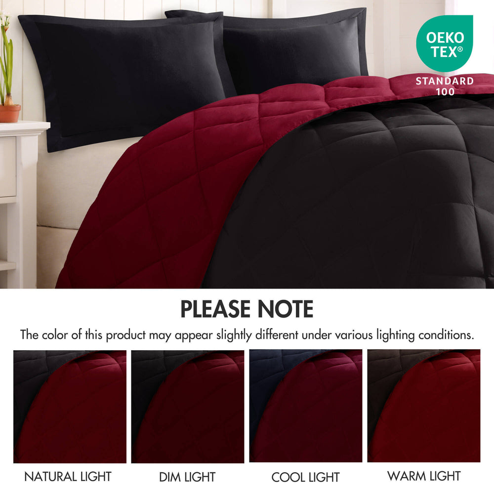 2 Pieces Twin/Twin XL 3M Scotchgard Diamond Quilting Reversible Down Alternative Comforter Set,Red+Black Media 10