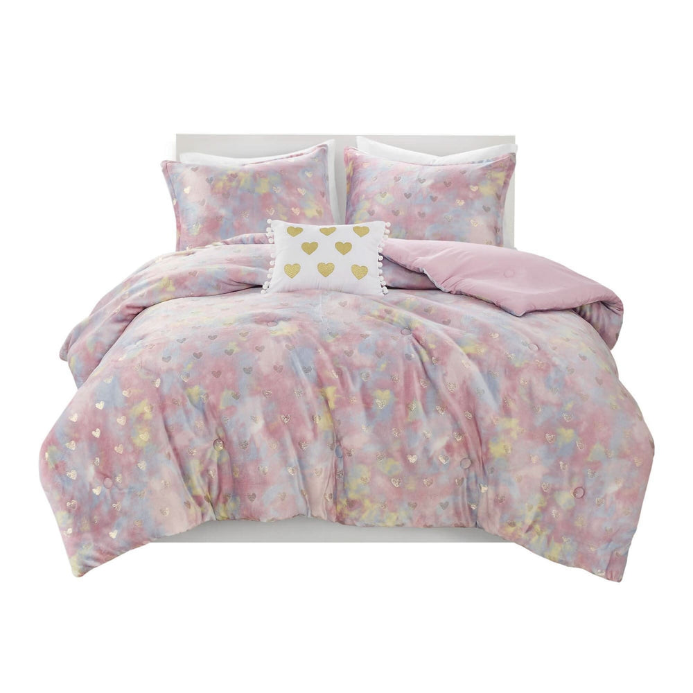 Metallic Printed Plush Comforter Set Polyester Throw Pillow Twin XL Media 2
