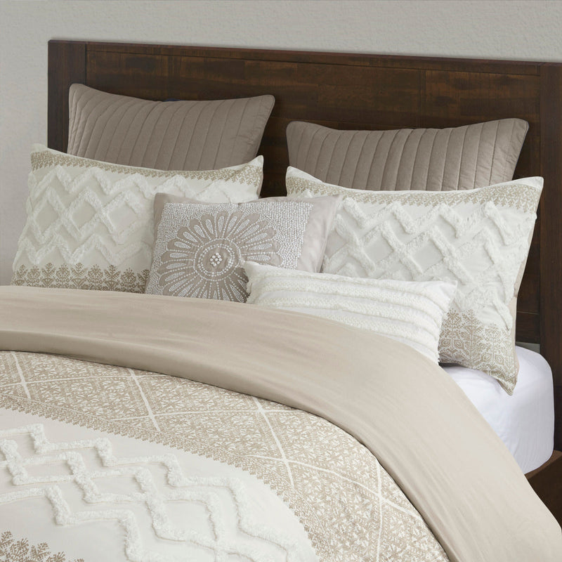 Full/Queen 3 Piece Cotton Duvet Cover Set with Chenille Tufting