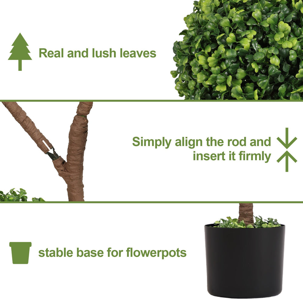 4FT Tall Artificial Boxwood Topiary Tree Large Faux Green Plant in Pot for Indoor Outdoor Patio Porch Garden Decoration, 1pc/set Media 5