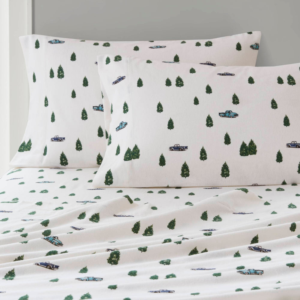 3 PCS Twin Sheet Set Green Trees & Trucks Media 19