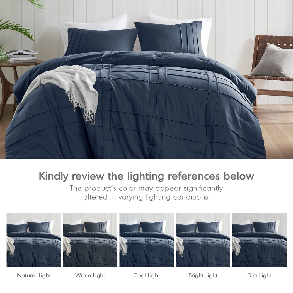 3-Piece Cal King Soft Washed Pleated Comforter Set Media 17