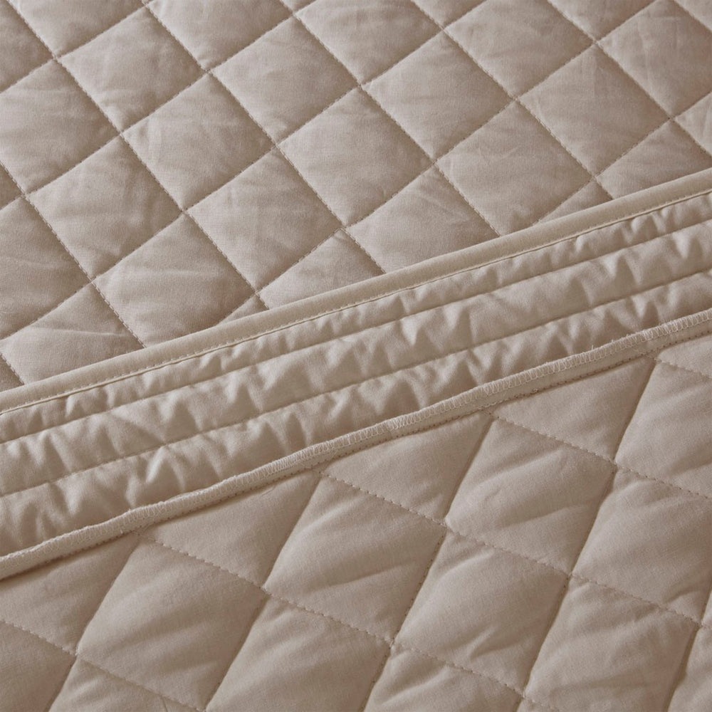 4 Piece Cotton Reversible Tailored Bedspread Set Khaki Queen Media 7