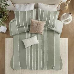 3 Piece Striped Cotton Duvet Cover Set perspective